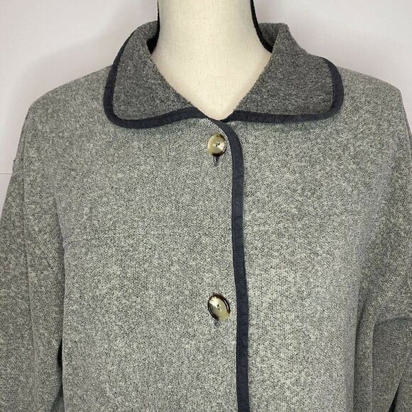 Vintage North Face Sz Medium Buttoned Front Sweater Jacket Cuffed Sleeve Gray - Picture 2 of 6